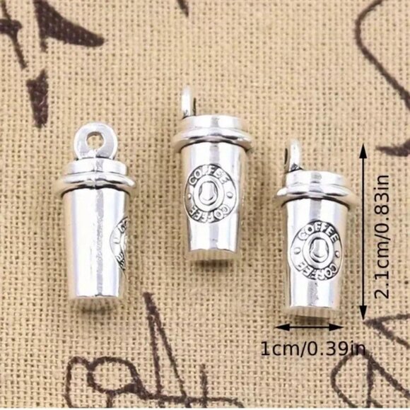 x1 Vintage Silver 3D Coffee Cup Pendant/Charm DIY Jewelry New - Picture 2 of 2
